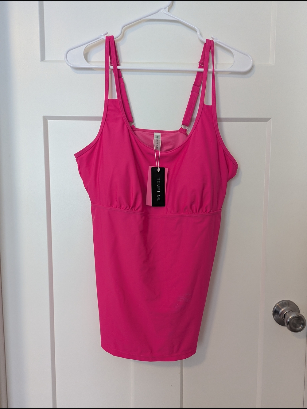 Adjustable-strap Hot Pink Swim Tank Top